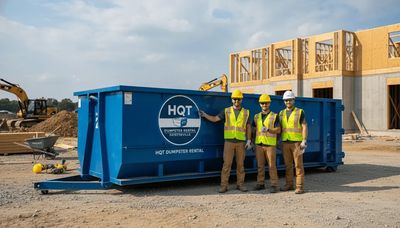 Licensed and insured dumpster rental Licensed and insured HQT Dumpster Rental crew in Fayetteville, NC